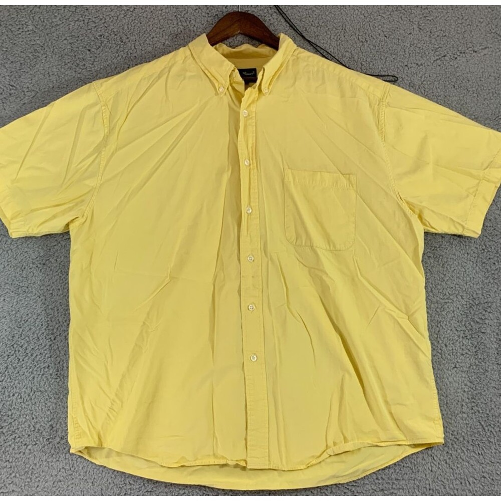 Eddie Bauer Extra Large (XL) Yellow Cotton Short Sleeve Button Up Polo Shirt